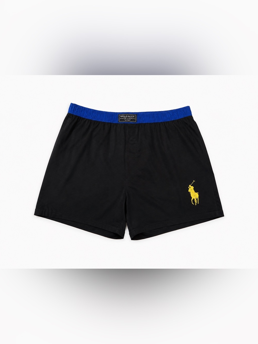 Polo by Ralph Lauren Black Boxers with Blue Waistband and Yellow Polo Emblem